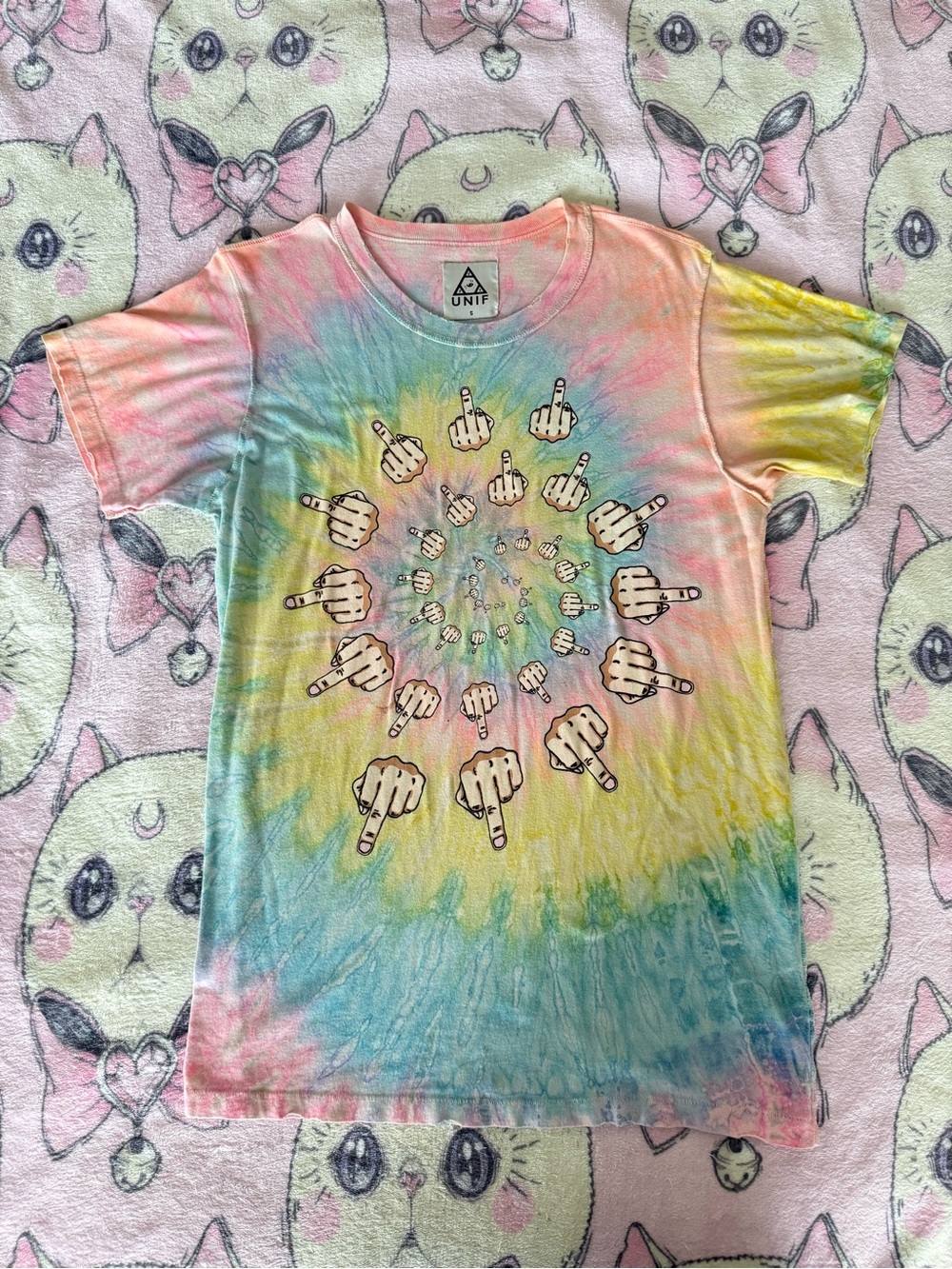 UNIF Middle Finger Spiral Tie-Dye Graphic Tee